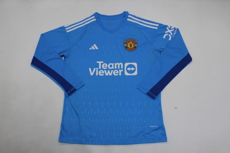 Manchester United Soccer Jersey Goalkeeper Blue Long Sleeve Replica 23/24