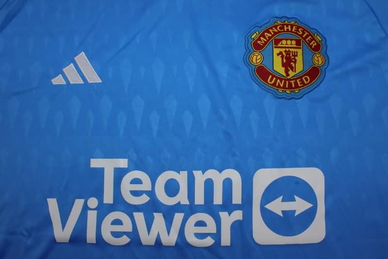 Manchester United Soccer Jersey Goalkeeper Blue Long Sleeve Replica 23/24