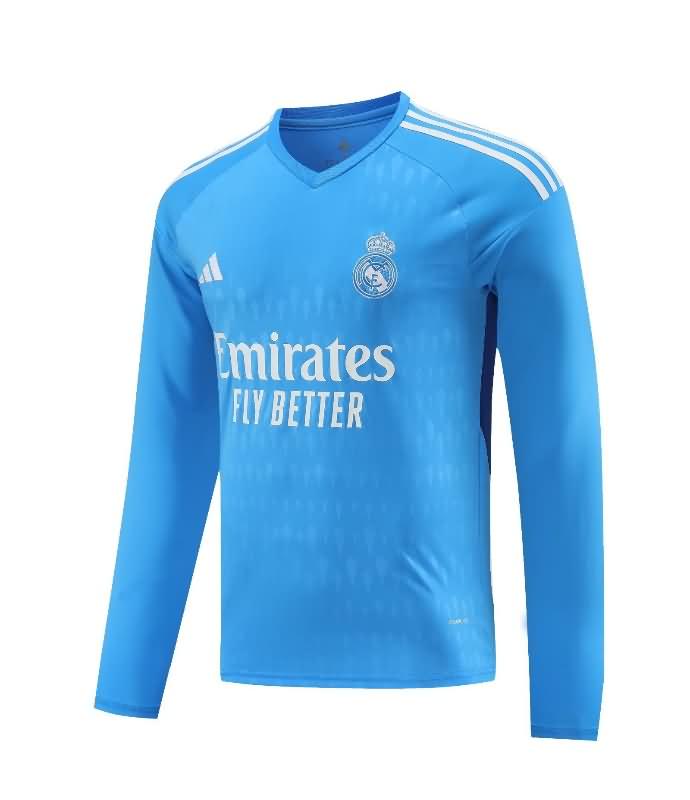 Real Madrid Soccer Jersey Goalkeeper Blue Long Sleeve Replica 23/24