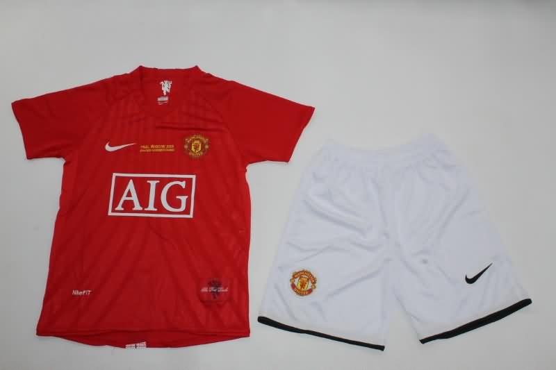 Kids Manchester United Soccer Jersey Home Final Replica 2007/08