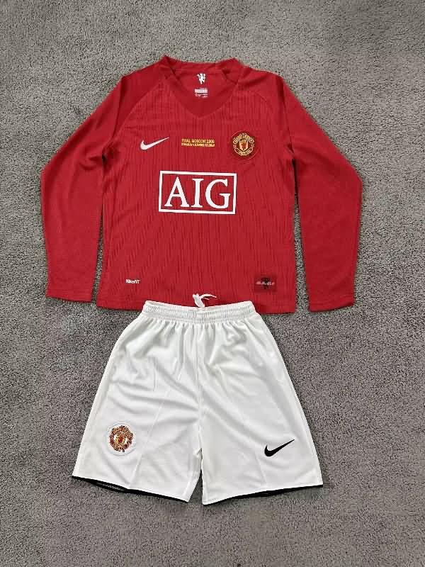 Kids Manchester United Soccer Jersey Home Final L/S Replica 2007/08