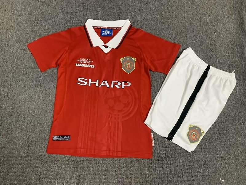 Kids Manchester United Soccer Jersey Home Final Replica 1999
