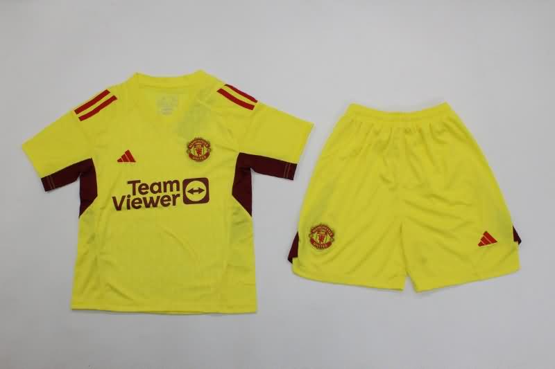 Kids Manchester United Soccer Jersey Goalkeeper Yellow Replica 23/24