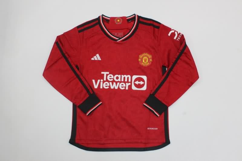 Kids Manchester United Soccer Jersey Home Long Sleeve Replica 23/24