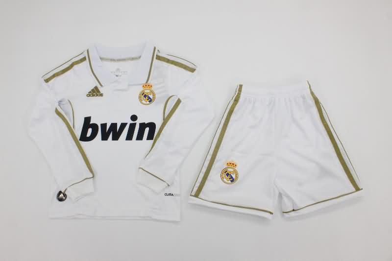 Kids Real Madrid Soccer Jersey Home Long Sleeve Replica 11/12