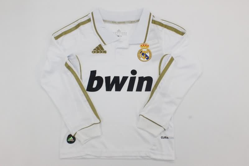 Kids Real Madrid Soccer Jersey Home Long Sleeve Replica 11/12