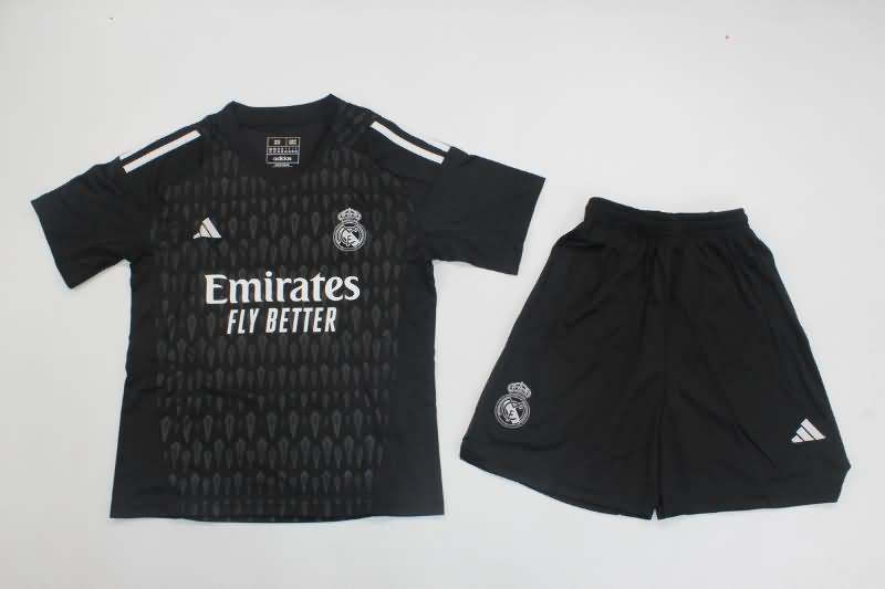 Kids Real Madrid Soccer Jersey Goalkeeper Black Replica 23/24