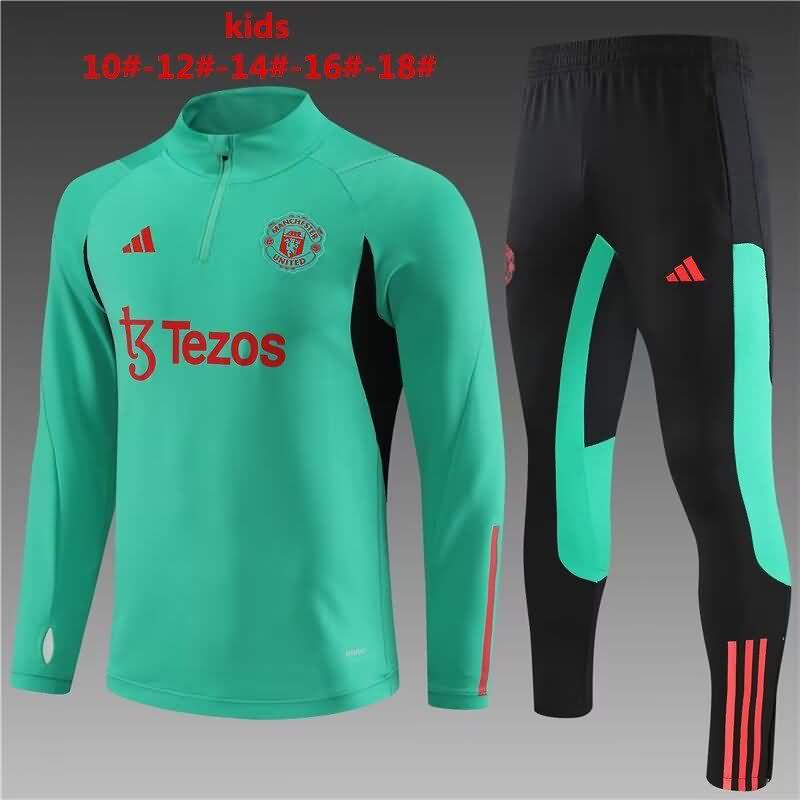 Kids Manchester United Soccer Tracksuit Green Replica 23/24