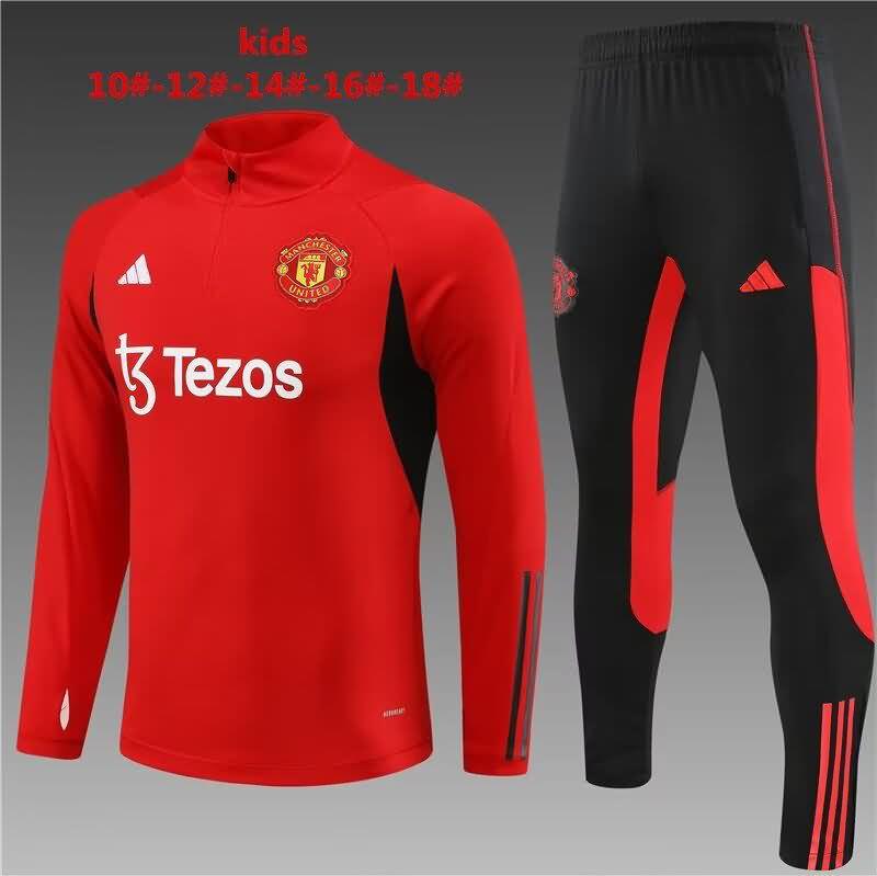 Kids Manchester United Soccer Tracksuit Red Replica 23/24