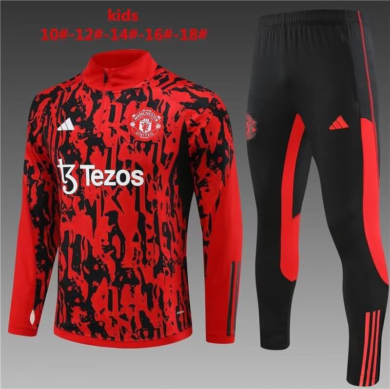 Kids Manchester United Soccer Tracksuit 02 Red Replica 23/24