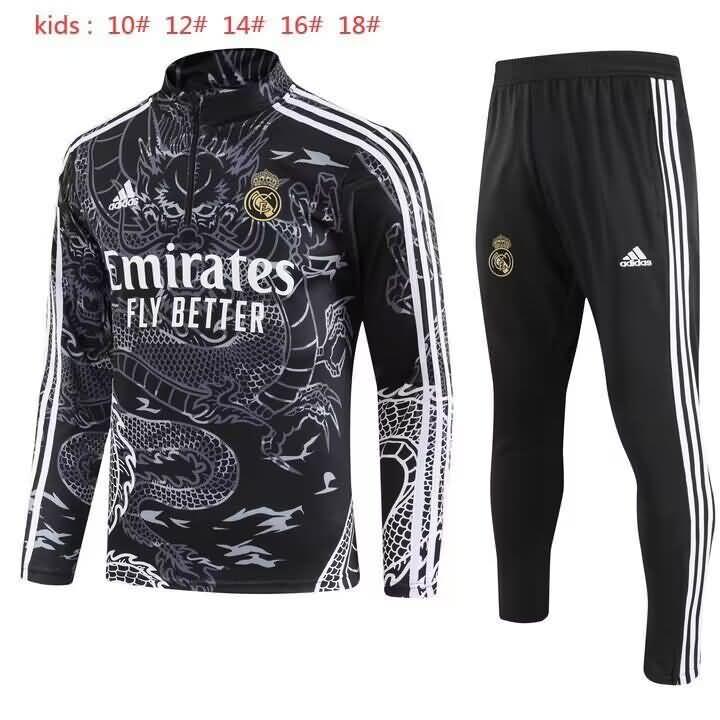 Kids Real Madrid Soccer Tracksuit Black Replica 23/24