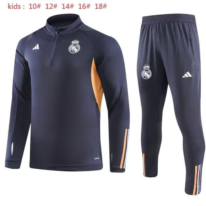 Kids Real Madrid Soccer Tracksuit 02 Dark Blue Replica 23/24