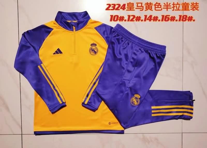 Kids Real Madrid Soccer Tracksuit Yellow Replica 23/24