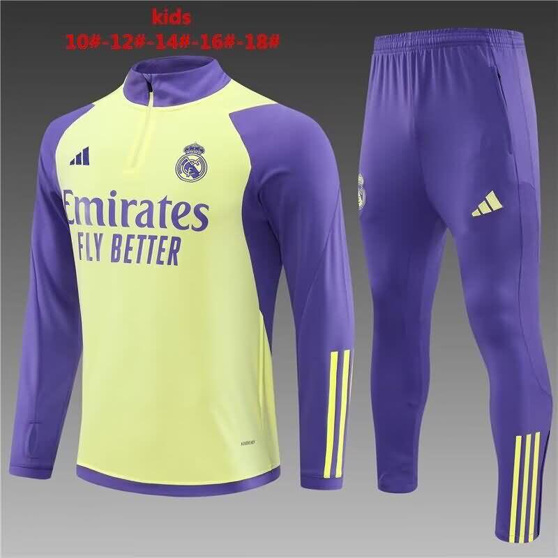 Kids Real Madrid Soccer Tracksuit 02 Yellow Replica 23/24
