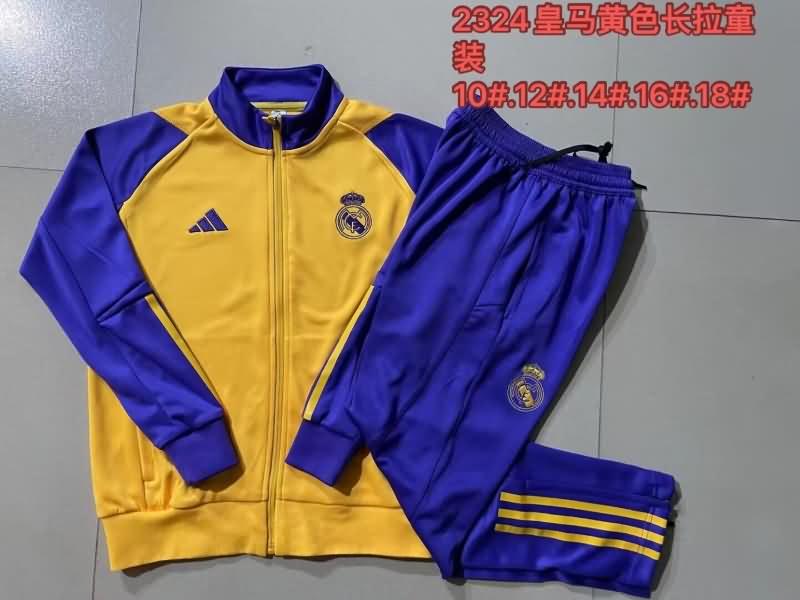 Kids Real Madrid Soccer Tracksuit 03 Yellow Replica 23/24