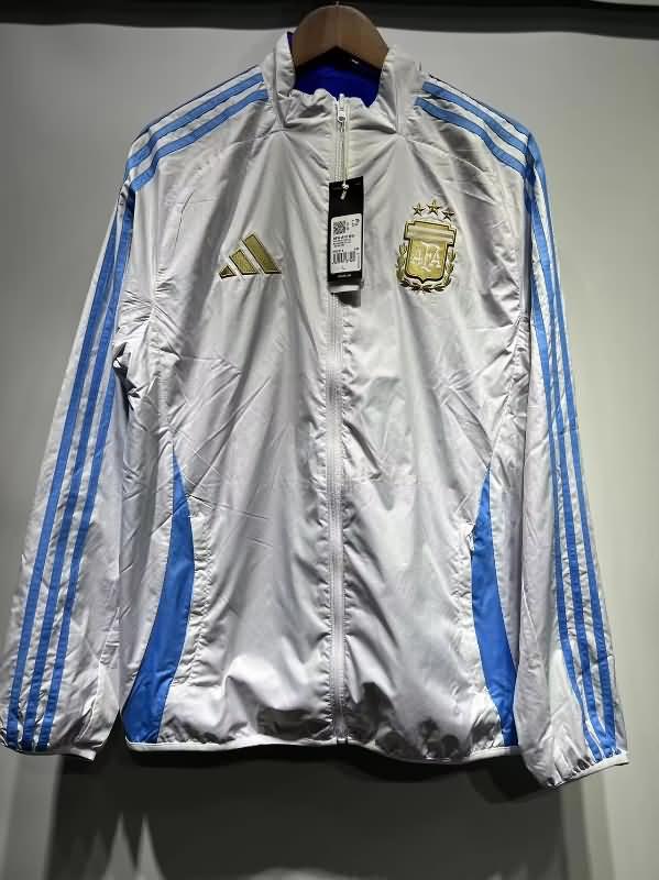 Argentina Soccer Windbreaker White Blue Reversible Replica 2024