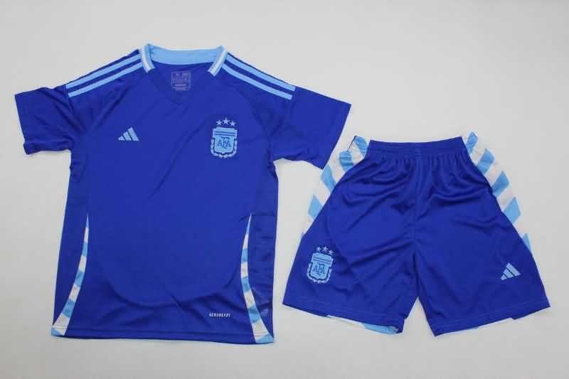 Kids Argentina Soccer Jersey Copa America Away Replica 2024