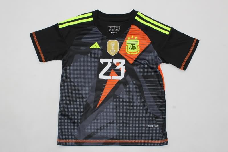 Kids Argentina Soccer Jersey Copa America Goalkeeper Black Replica 2024