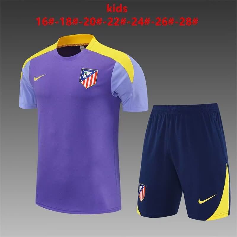 Kids Atletico Madrid 24/25 Training Soccer Jersey And Shorts 02