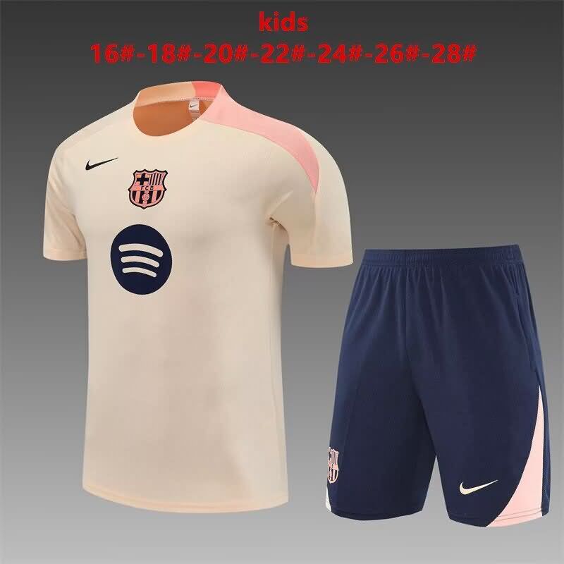 Kids Barcelona 24/25 Training Soccer Jersey And Shorts 03