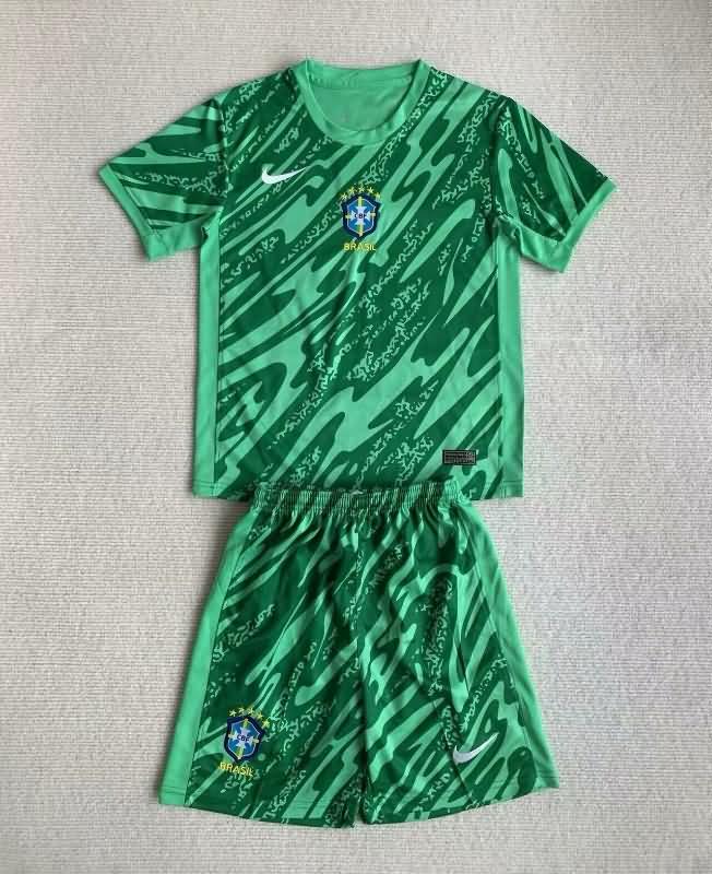 Kids Brazil Soccer Jersey Copa America Goalkeeper Green Replica 2024