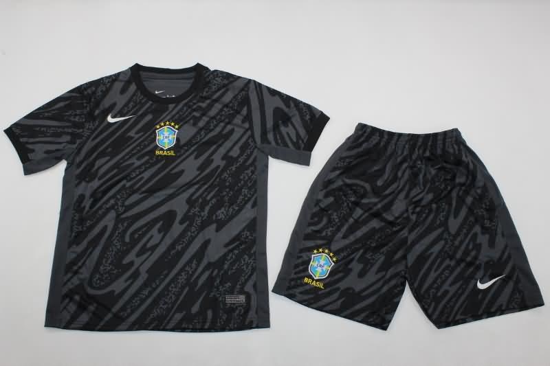 Kids Brazil Soccer Jersey Copa America Goalkeeper Grey Replica 2024