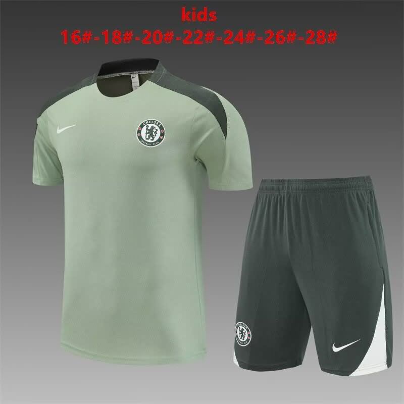 Kids Chelsea 24/25 Training Soccer Jersey And Shorts 02