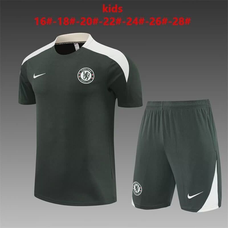 Kids Chelsea 24/25 Training Soccer Jersey And Shorts 03