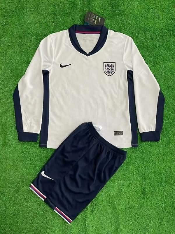 Kids England Soccer Jersey Home Long Sleeve Replica 2024