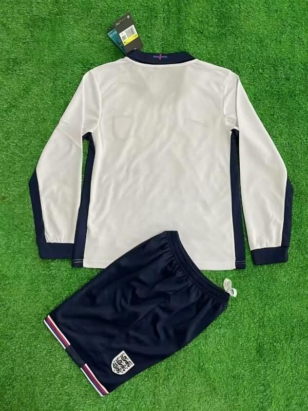 Kids England Soccer Jersey Home Long Sleeve Replica 2024