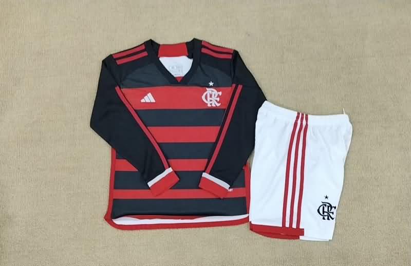 Kids Flamengo Soccer Jersey Home Long Sleeve Replica 2024