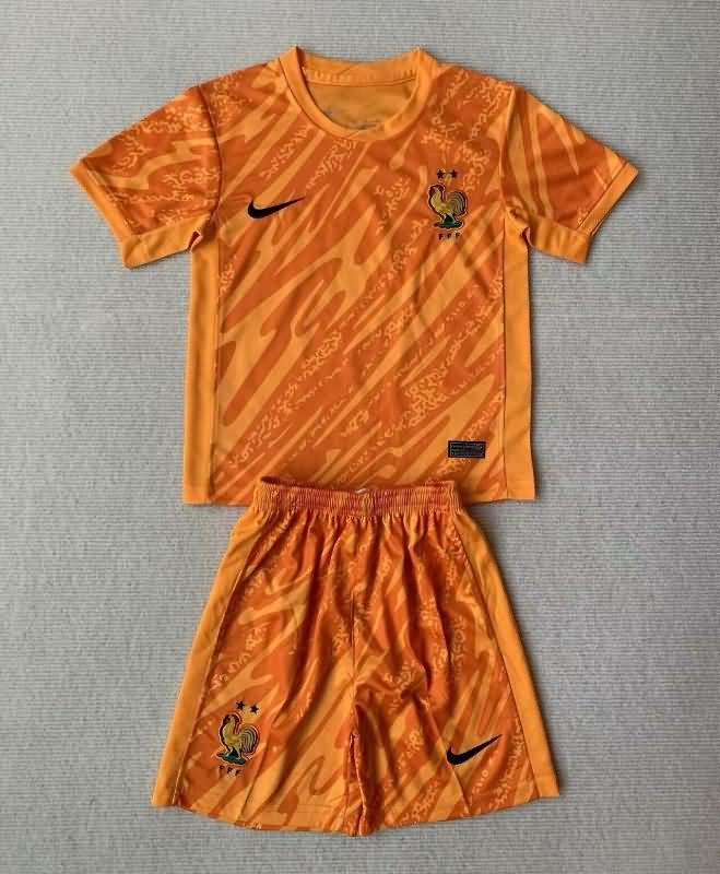 Kids France Soccer Jersey Goalkeeper Orange Replica 2024