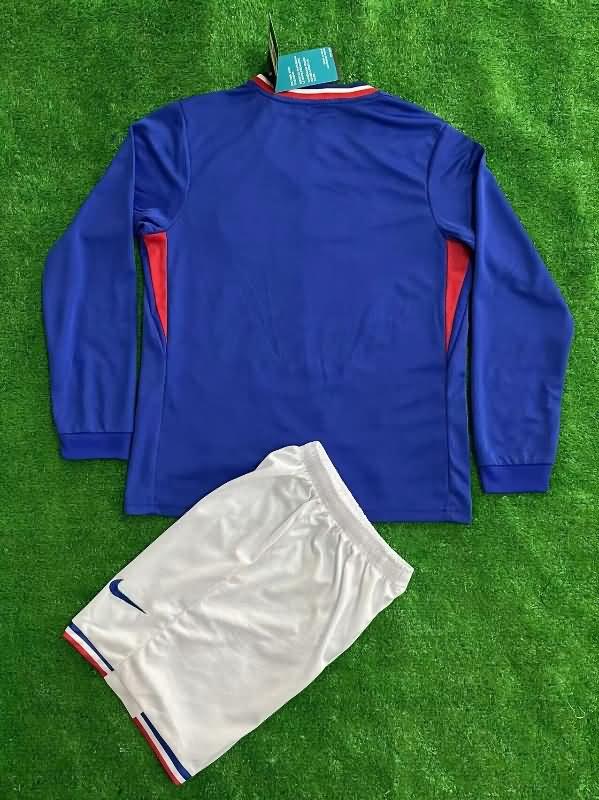 Kids France Soccer Jersey Home Long Sleeve Replica 2024