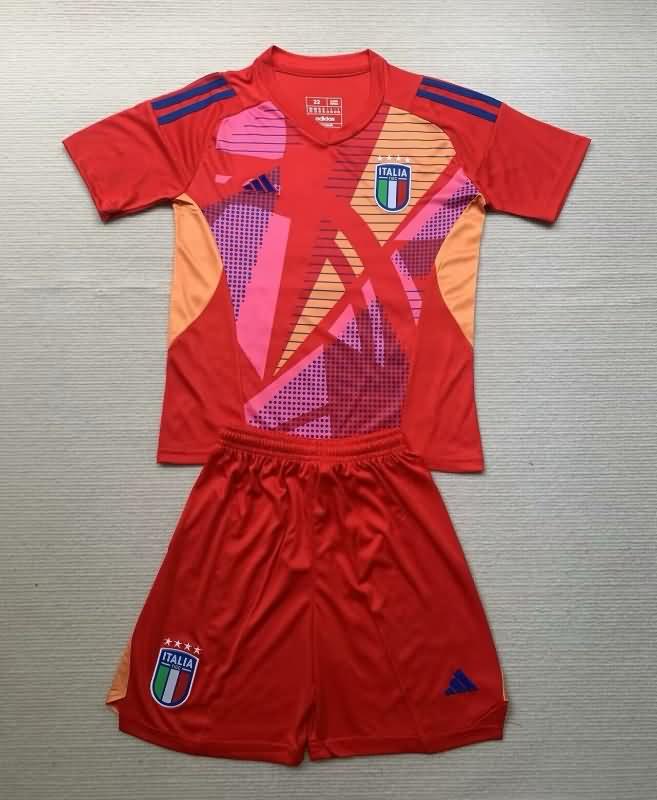 Kids Italy Soccer Jersey Goalkeeper Red Replica 2024