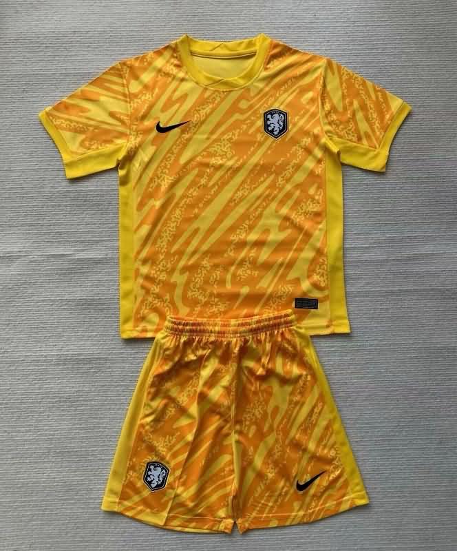 Kids Netherlands Soccer Jersey Goalkeeper Yellow Replica 2024