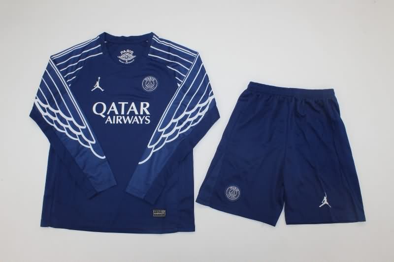 Kids Paris St Germain Soccer Jersey Fourth Long Sleeve Replica 24/25