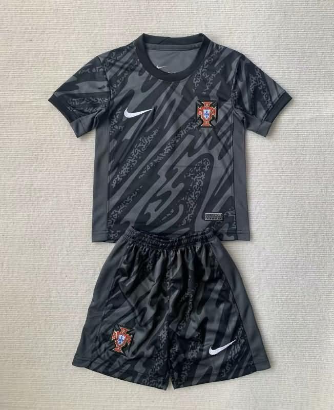 Kids Portugal Soccer Jersey Goalkeeper Black Replica 2024