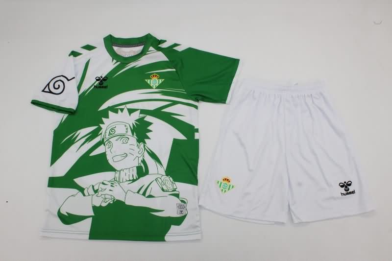 Kids Real Betis 24/25 Special Soccer Jersey And Shorts 02