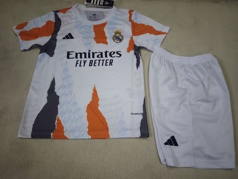 Kids Real Madrid 24/25 Training Soccer Jersey And Shorts 02