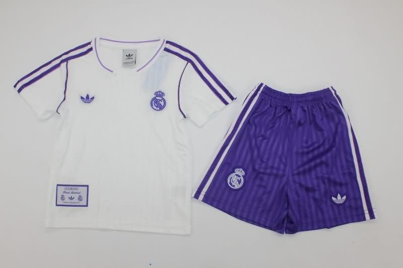 Kids Real Madrid 24/25 White Soccer Jersey And Shorts