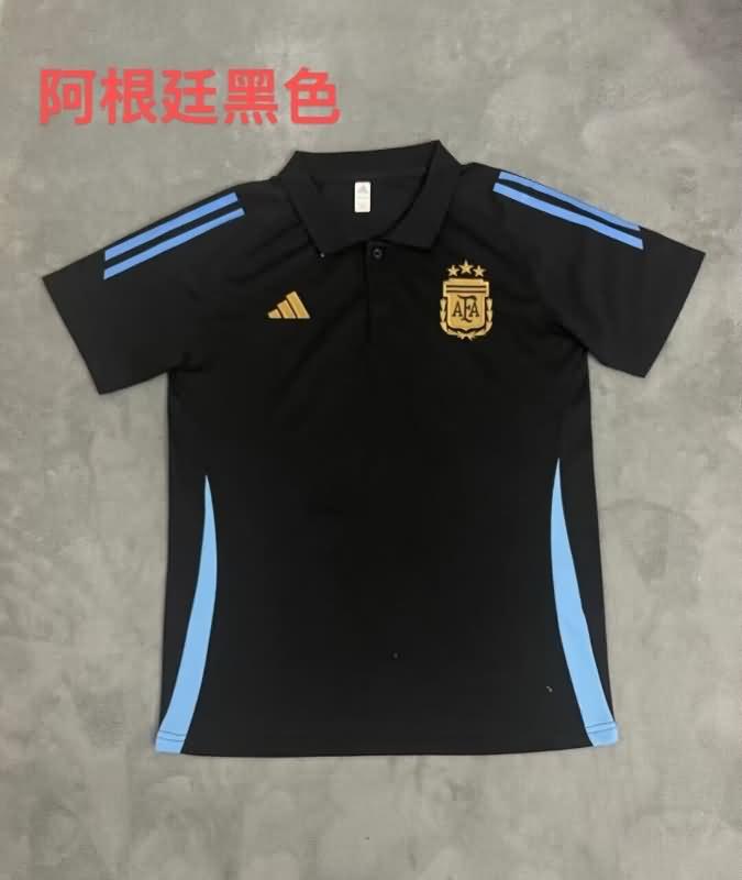 Argentina Soccer Jersey Black Polo Replica 2024