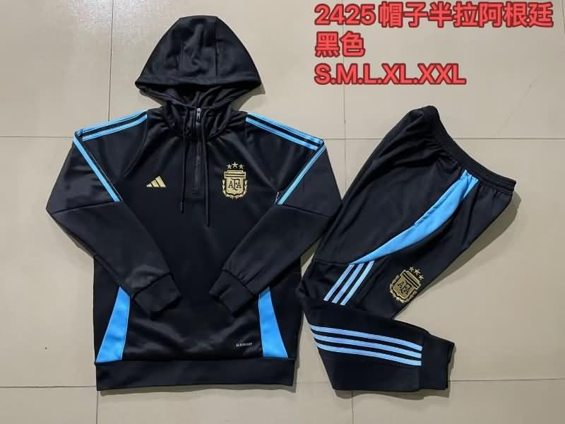 Argentina Soccer Tracksuit 03 Black Replica 2024