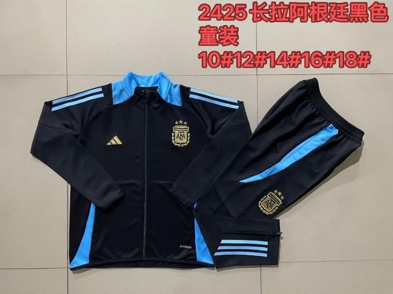 Kids Argentina Soccer Tracksuit 02 Black Replica 2024