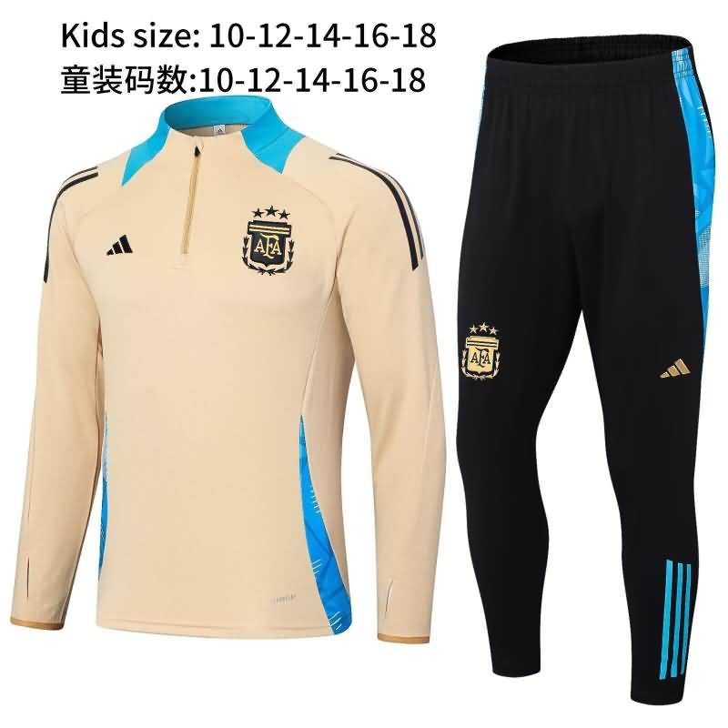 Kids Argentina Soccer Tracksuit Gold Replica 2024