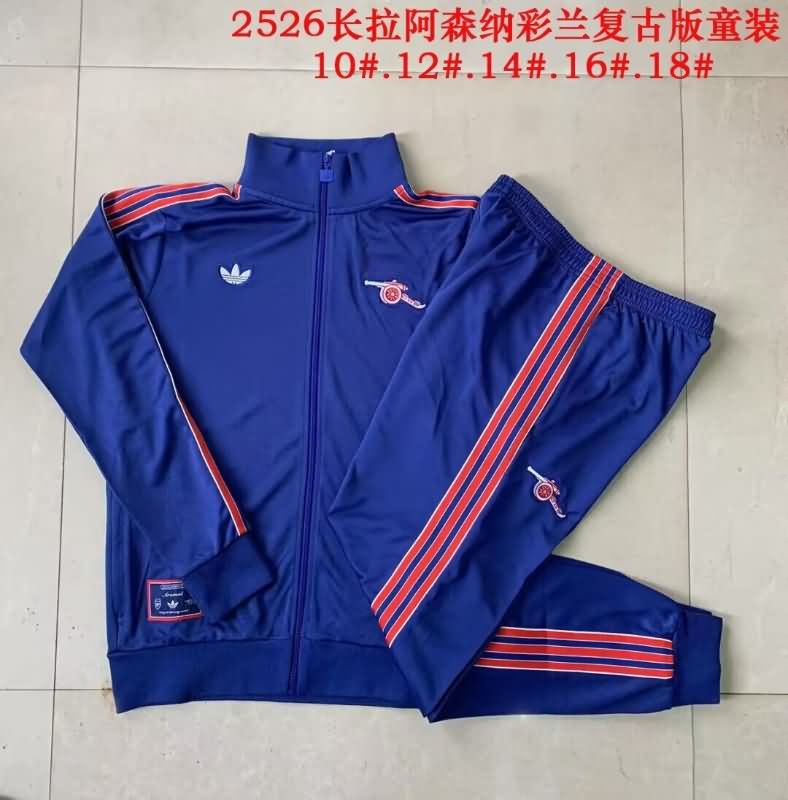 Kids AAA Quality Arsenal 24/25 Dark Blue Soccer Tracksuit
