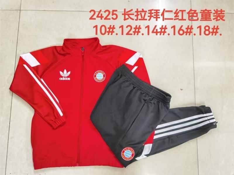 Kids Bayern Munich Soccer Tracksuit 04 Red Replica 24/25