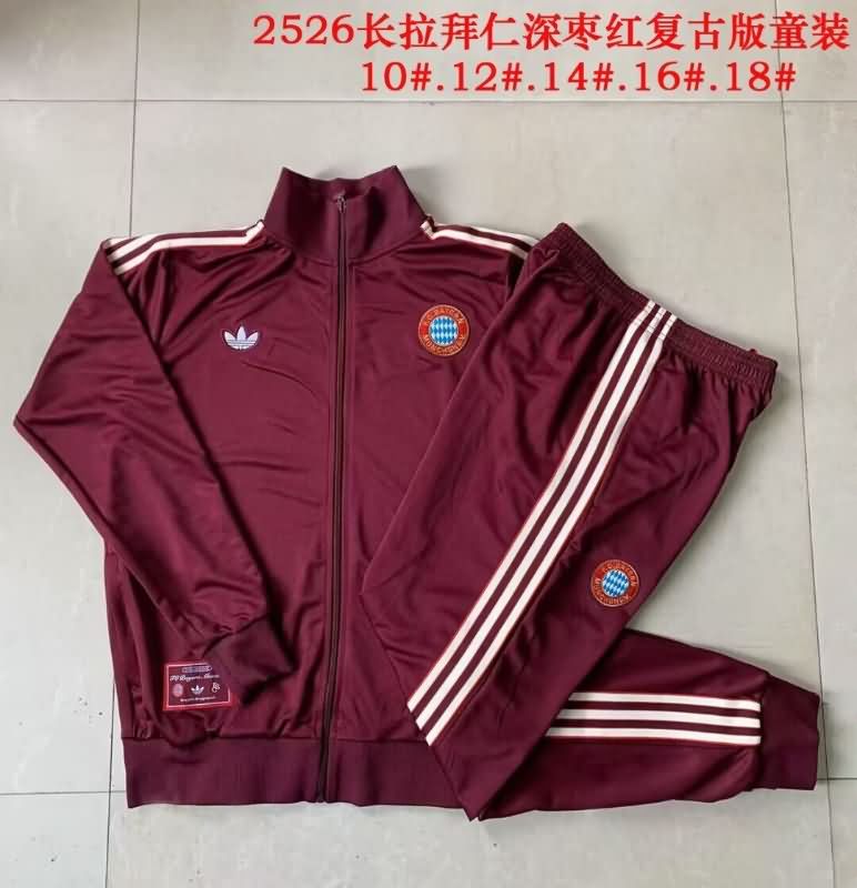 Kids AAA Quality Bayern Munich 24/25 Red Soccer Tracksuit 05