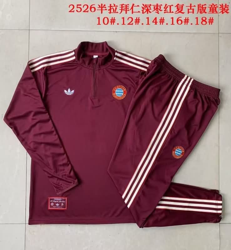 Kids AAA Quality Bayern Munich 24/25 Red Soccer Tracksuit 06