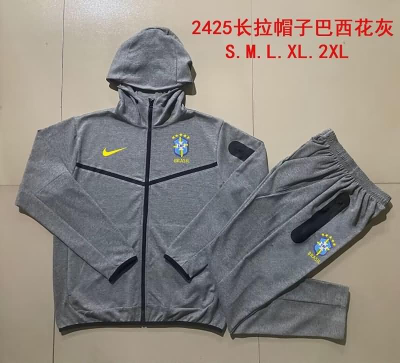 Brazil Soccer Tracksuit Grey Replica 2024