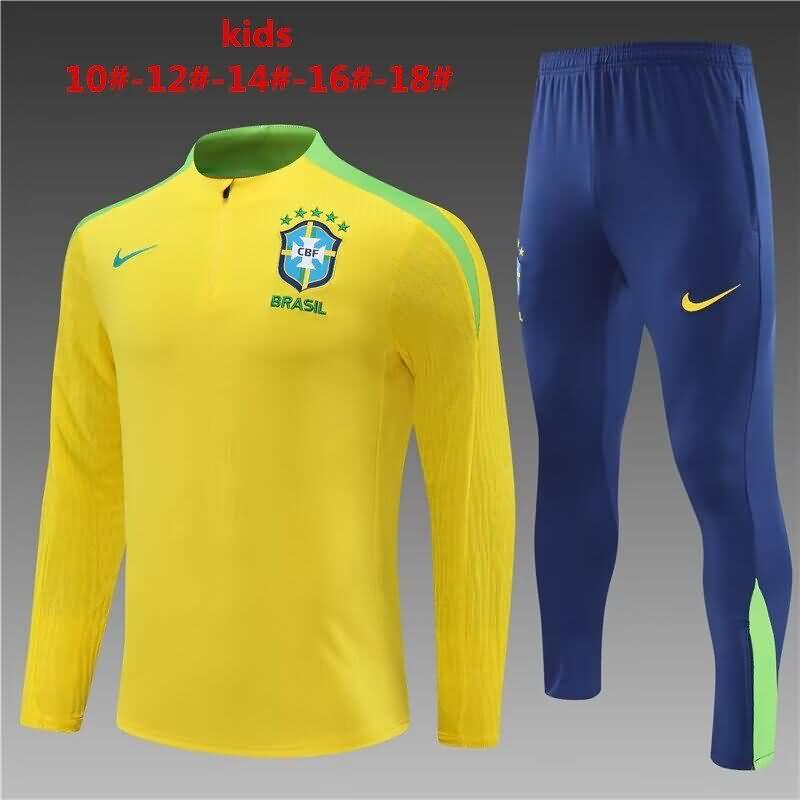 Kids Brazil Soccer Tracksuit Yellow Replica 2024